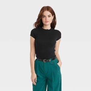 Black Ribbed T-Shirt